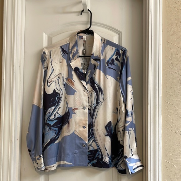 ♻️ New Lilysilk Vibrant Geode Print Silk Button Down Blouse size Small - Picture 3 of 7